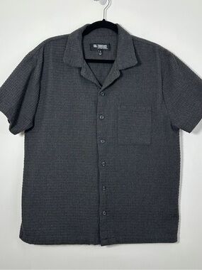 San Francisco Work Shirts Charcoal Waffle Knit Button Up Shirt Men’s Large